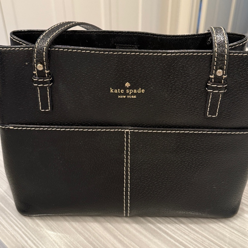 Kate Spade Black Tote with White Stitching